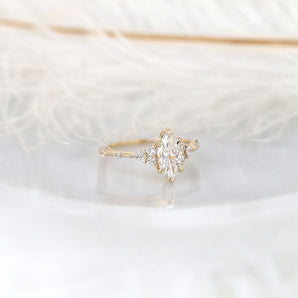 Stunning 1 CT Marquise Moissanite Engagement Ring With Cluster Design