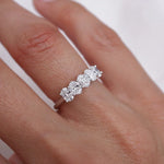 Stunning 0.4 TCW Oval Moissanite Stone with Half Eternity Wedding Band 8
