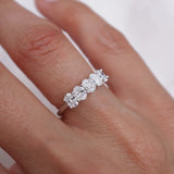 Stunning 0.4 TCW Oval Moissanite Stone with Half Eternity Wedding Band 8