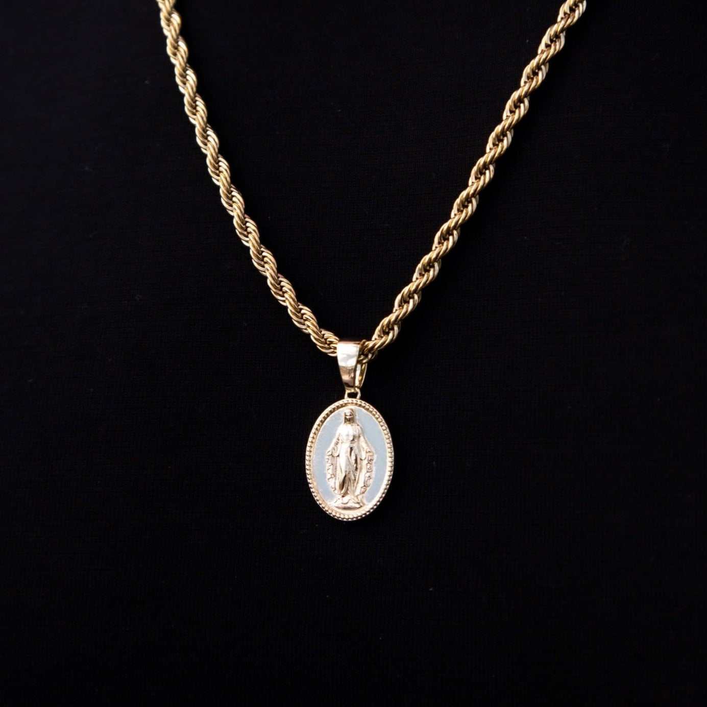 Lady Of Guadalupe Style Silver Pendant for Him 1