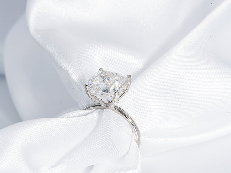 Stunning 4.50 CT Cushion Moissanite Engagement Ring with Solitaire Design 5