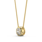 1.0 CT Round Moissanite Diamond Bezel Pendant Necklace in Solid Gold 2