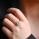 Stunning 1.0 - 2.0 CT Emerald Moissanite Engagement Ring with Hidden Halo Design 4