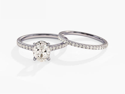 1.50 Oval Cut Moissanite Bridal Ring Set with Round Wedding Bands 3