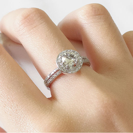 Round Cut Halo & Pave Style Cubic Zirconia in 925 Sterling Silver Ring 12