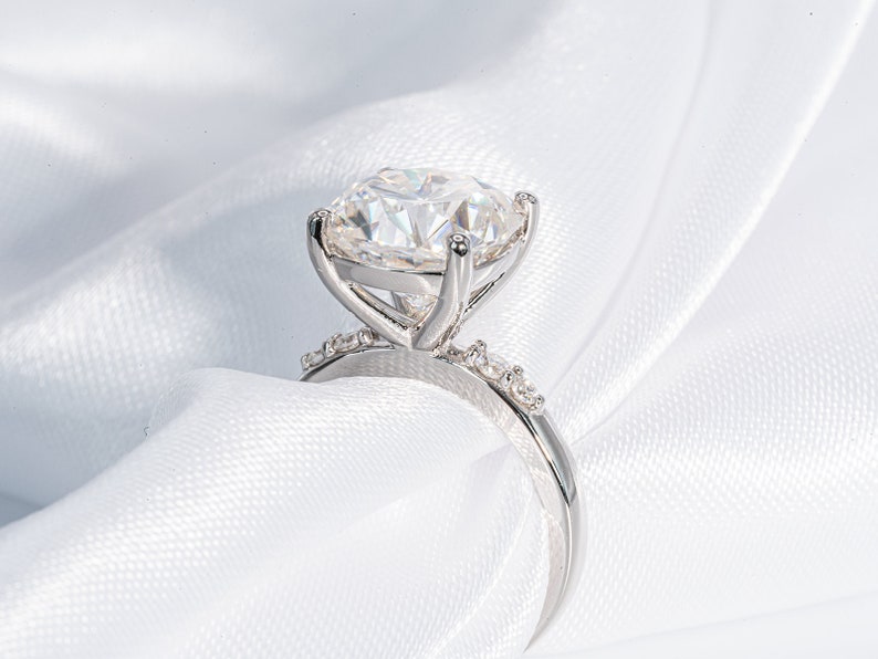 Stunning 4.50 CT Cushion Cut Moissanite Engagement Ring with Pave Design 5