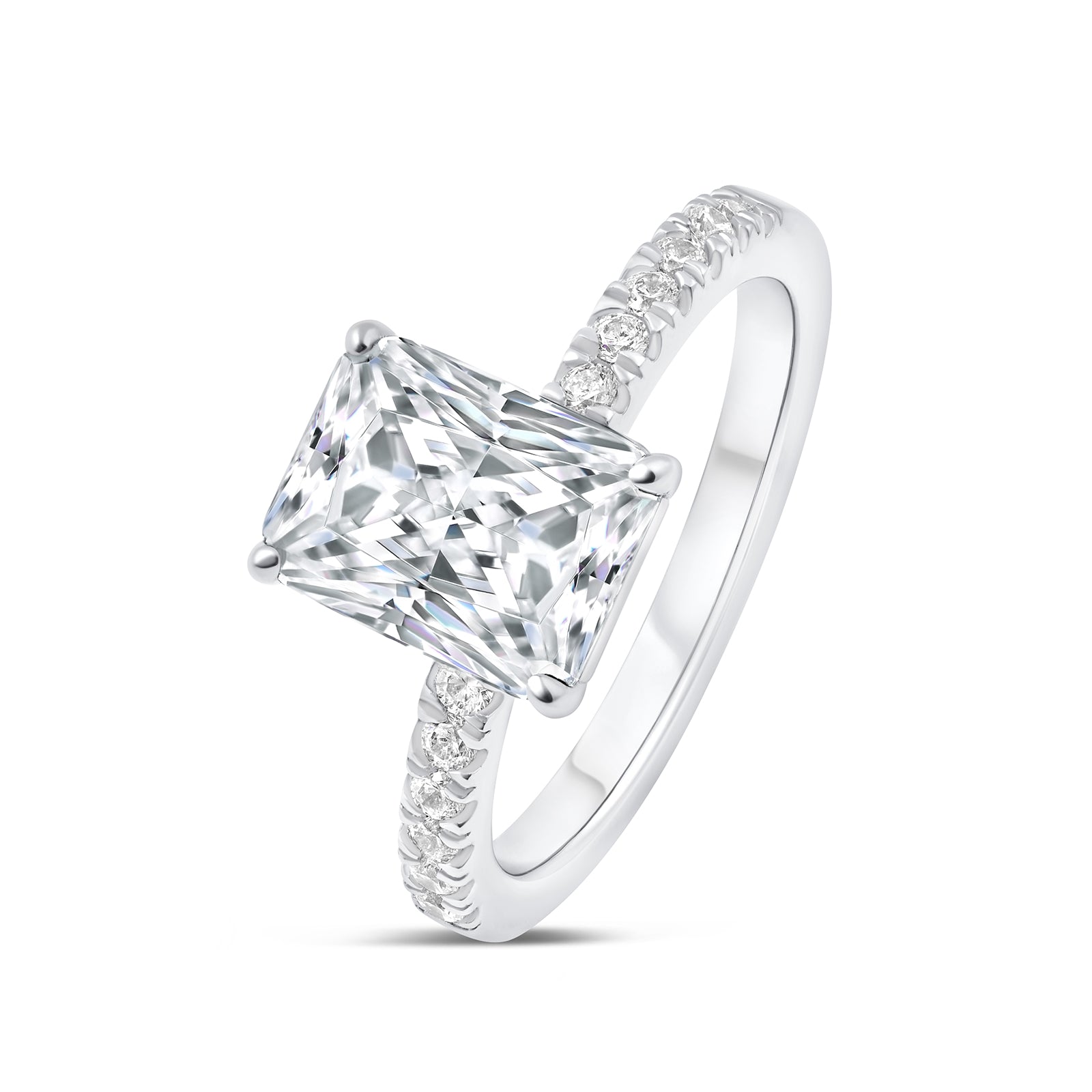 Stunning 3.0 CT Radiant Moissanite Engagement Ring with  Pave Design 2