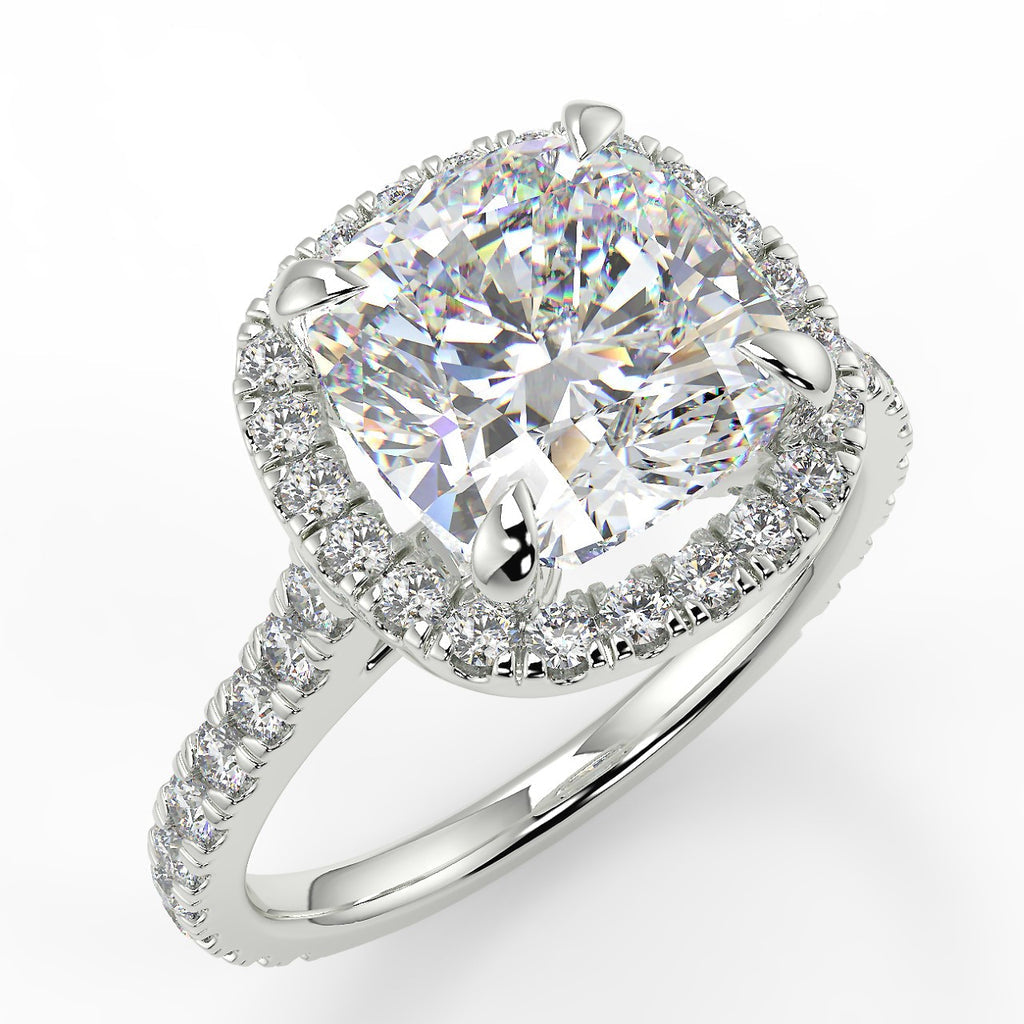 Stunning 2.40 CT Cushion Moissanite Engagement Ring with Halo & Pave Design 5