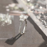 Stunning 4.0 CT Radiant Moissanite Engagement Ring with 3 Stones & Pave Design 4