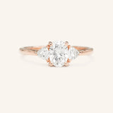 Stunning 1 CT Oval Moissanite Engagement Ring With Three Stone Design 5