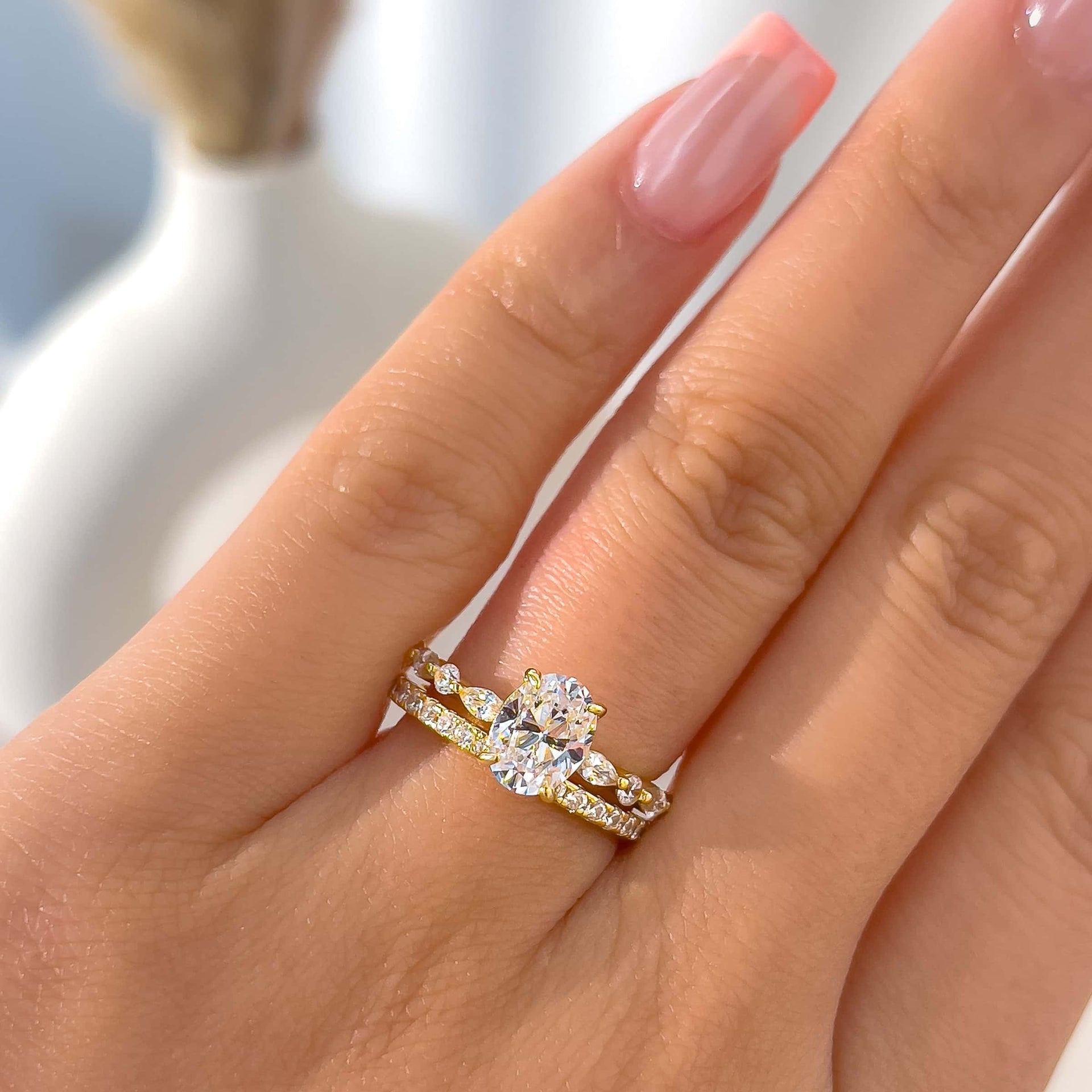 Stunning 1.5 CT  Oval Moissanite Engagement Ring in Pave Design 6
