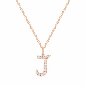 Letter 0.10 CT Round Moissanite Diamond Letter Pendant Necklace in Solid Gold