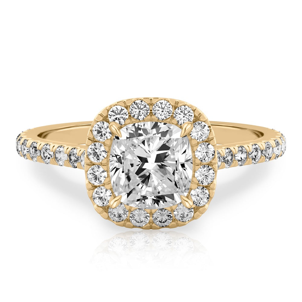 Stunning 1.0- 2.0 CT Cushion Moissanite Engagement Ring with Halo & Pave Design 1