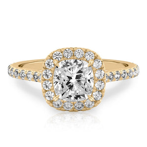 Stunning 1.0- 2.0 CT Cushion Moissanite Engagement Ring with Halo & Pave Design