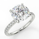 Stunning 2.0 CT Round Moissanite Engagement Ring with Hidden Halo & Pave Design 5