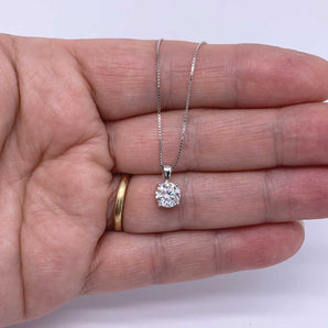 Round Cut Cubic Zirconia in 925 Sterling Silver Necklace