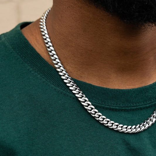 Polished Finish Cuban Silver Necklace For Him 2