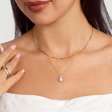 0.50 CT Round Moissanite Diamond Droplet Pendant Necklace in Solid Gold 7