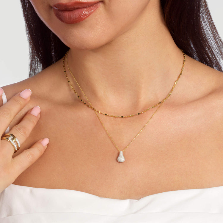 0.50 CT Round Moissanite Diamond Droplet Pendant Necklace in Solid Gold 7