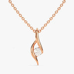 0.50 CT Round Moissanite Diamond Solitaire Pendant Necklace in Solid Gold 3