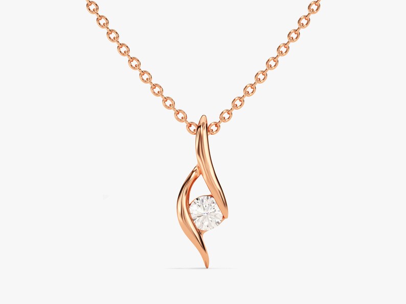 0.50 CT Round Moissanite Diamond Solitaire Pendant Necklace in Solid Gold 3