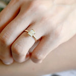 1.0 CT Emerald Cut Moissanite Engagement Ring with Half Bezel Design 8