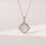 1.10 CT Cushion Moissanite Diamond Halo Pendant Necklace in Solid Gold 1
