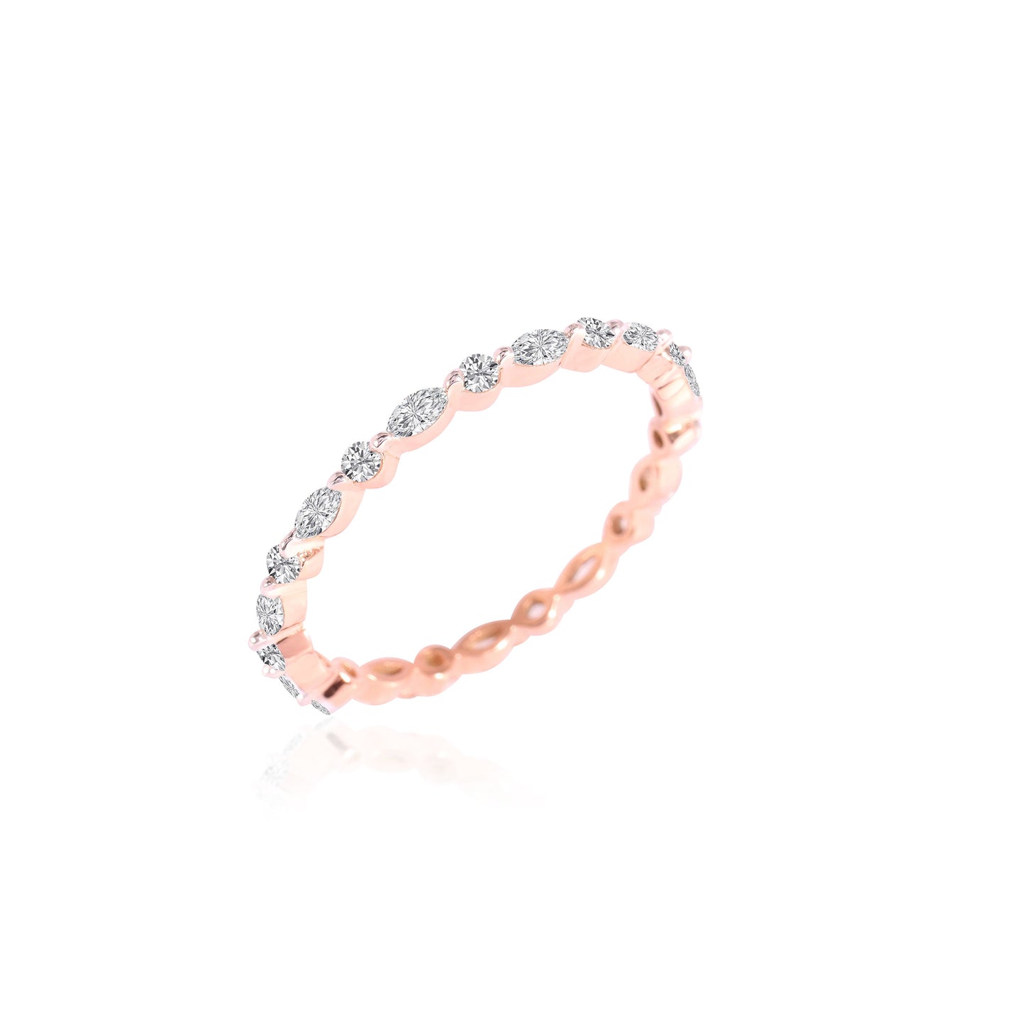 Stunning 0.30 TCW Round & Marquise Moissanite Stones Full Eternity Wedding Bands 4