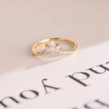 Stunning 0.2 TCW Marquise & Round Moissanite Stones Curved Wedding Bands 1