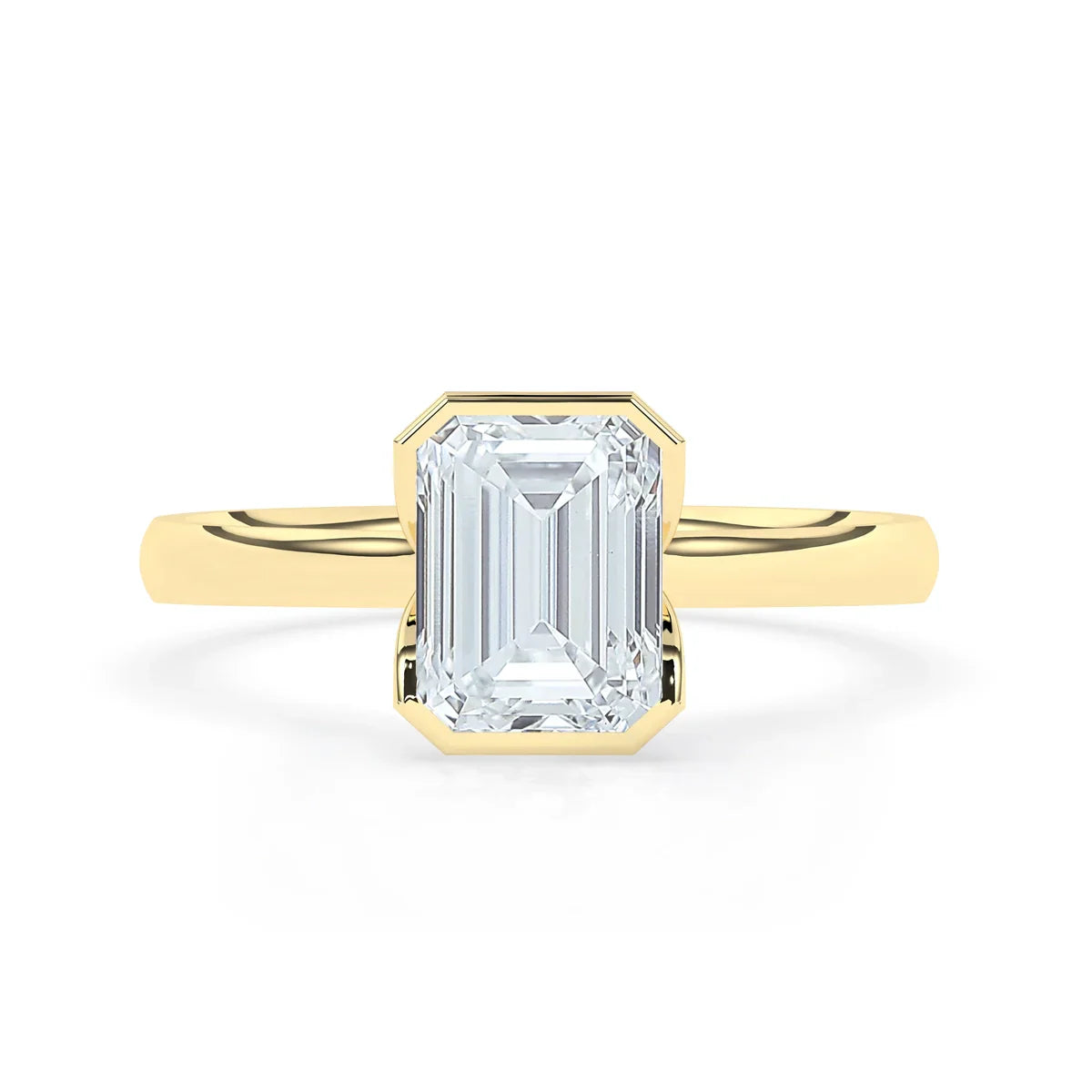 Stunning 2.0 CT Emerald Moissanite Engagement Ring with Half Bezel Design 1