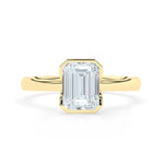 Stunning 2.0 CT Emerald Moissanite Engagement Ring with Half Bezel Design 1