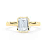 Stunning 2.0 CT Emerald Moissanite Engagement Ring with Half Bezel Design 1