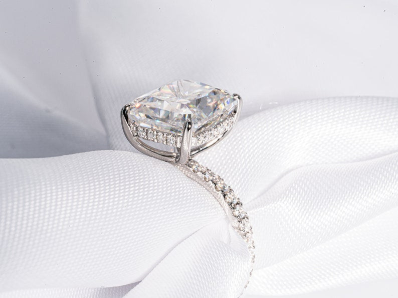 Stunning 5.0 CT Radiant Shaped Moissanite Engagement Ring with Hidden Halo & Pave Design 3