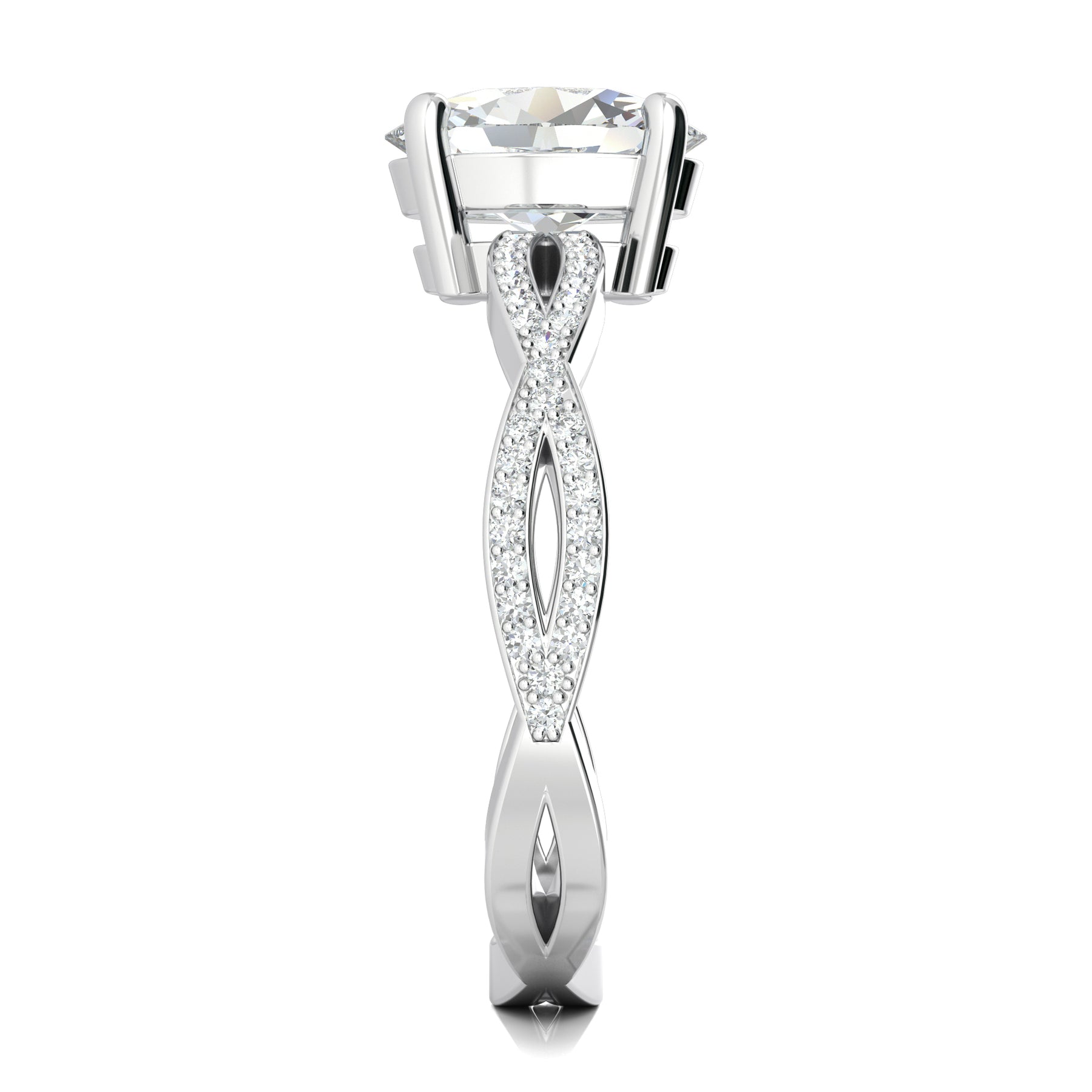 Stunning 0.5 CT Oval Moissanite With Criss Cross Pave Design Engagement Ring 4