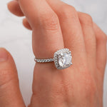 Stunning 1.0 - 2.0 CT Cushion Moissanite Engagement Ring with Pave & Halo Design 8