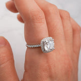 Stunning 1.0 - 2.0 CT Cushion Moissanite Engagement Ring with Pave & Halo Design 8