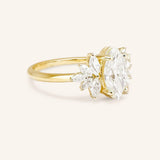 Stunning 1 CT Marquise Moissanite Engagement Ring With Cluster Design 2