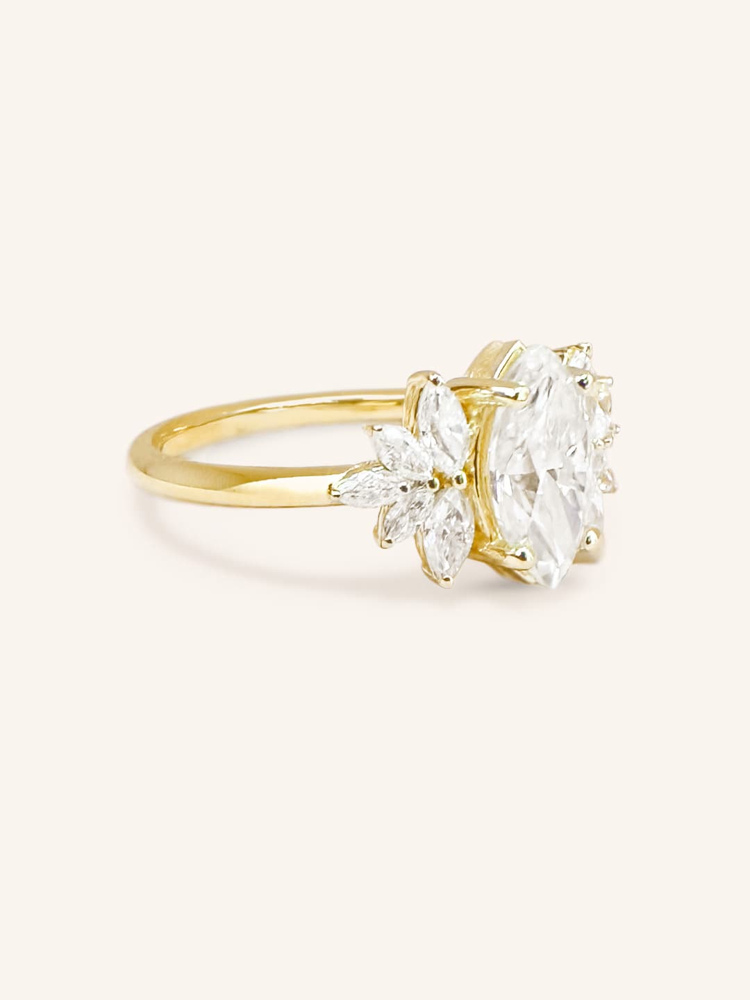 Stunning 1 CT Marquise Moissanite Engagement Ring With Cluster Design 2