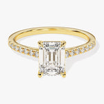Stunning 1.0-2.0 CT Emerald Moissanite Engagement Ring with Pave Design 1