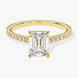 Stunning 1.0-2.0 CT Emerald Moissanite Engagement Ring with Pave Design 1