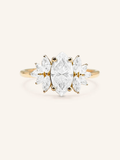 Stunning 1 CT Marquise Moissanite Engagement Ring With Cluster Design 1