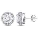 Round Cut Cubic Zirconia in 925 Sterling Silver Earrings 1