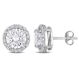 Round Cut Cubic Zirconia in 925 Sterling Silver Earrings 1