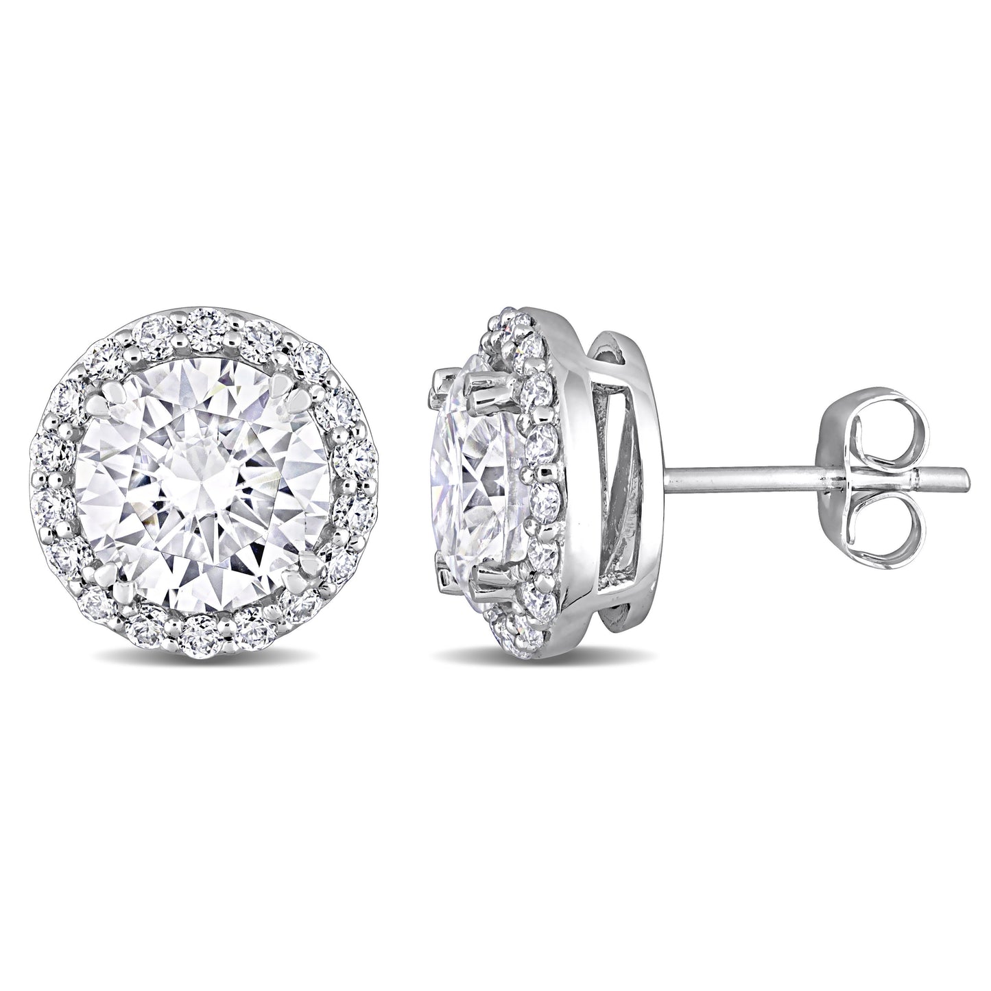 Round Cut Cubic Zirconia in 925 Sterling Silver Earrings 1
