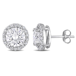 Round Cut Cubic Zirconia in 925 Sterling Silver Earrings