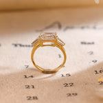 Stunning 2.0 CT Emerald Moissanite Engagement Ring with 3 Stones Design 7