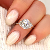 Stunning 2.5 CT Oval Moissanite Engagement Ring with Three Stone Design 7