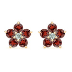 2.9 TCW Round Garnet Lab Made Diamond- January Birthstone Earrings 1