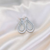 1.10 TCW Round Cut Moissanite Open Double Pear Jacket Earrings in Gold 5