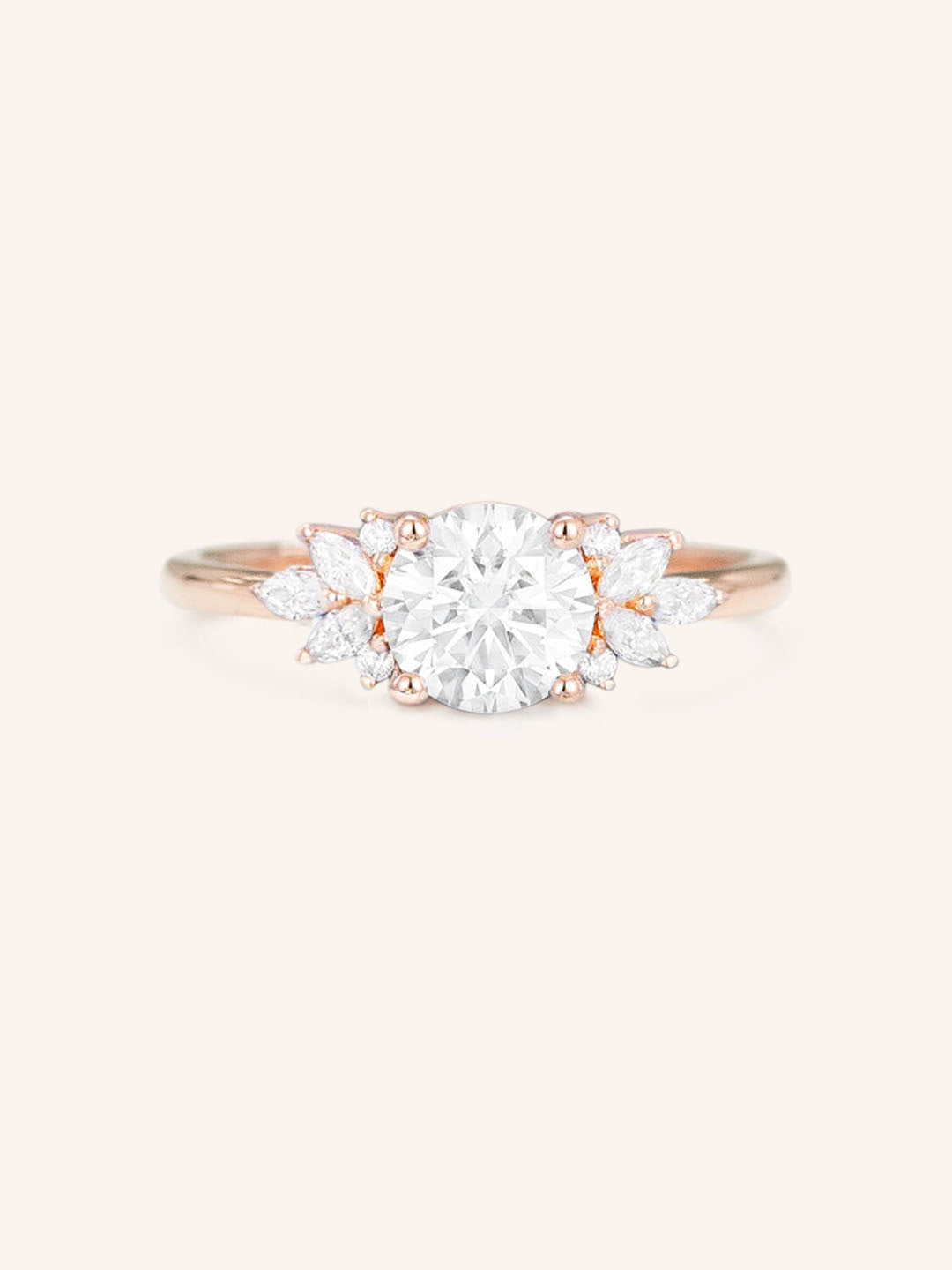 Stunning 1.0 CT Round Moissanite Engagement Ring with Cluster Design 4